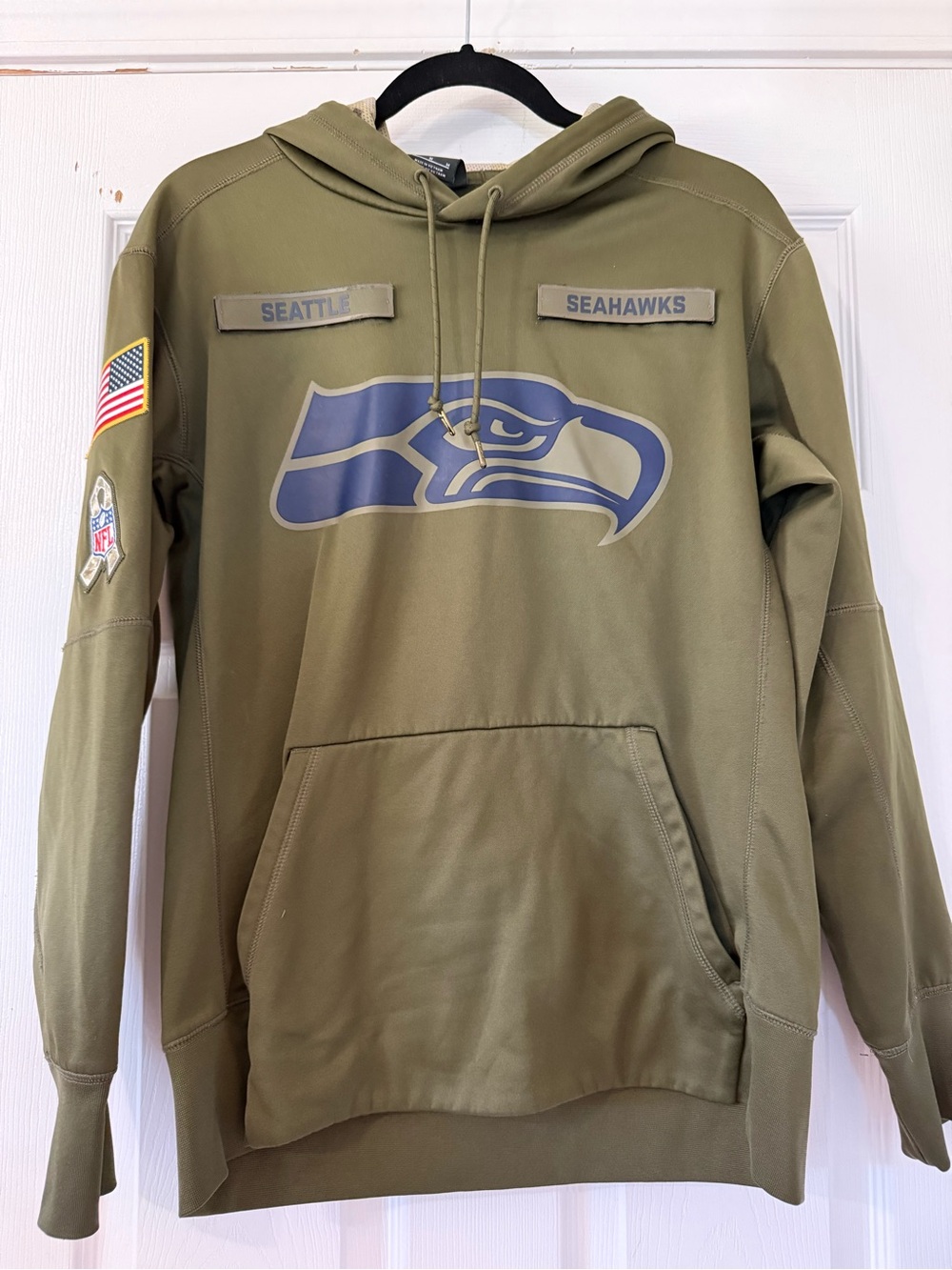 NFL Olive Green On-Field Apparel Hoodie with Nike Logo